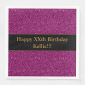 Aangepaste Paarse glitter met bericht verjaardagsf Servet (Voorkant)