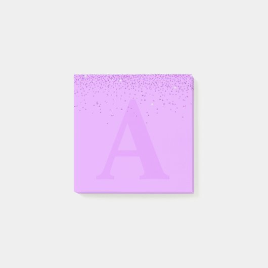 Aangepaste Paarse Glitter Monogram Post-it® notes (Voorkant)