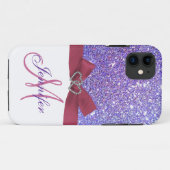 Aangepaste Paarse glitter, roze gedrukte knop Case-Mate iPhone Case (Achterkant (horizontaal))
