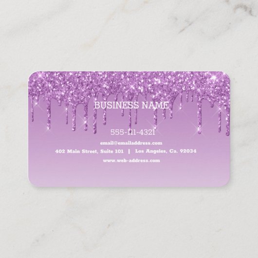 Aangepaste Paarse glitter voor uitstrijken Visitekaartje (Achterkant)