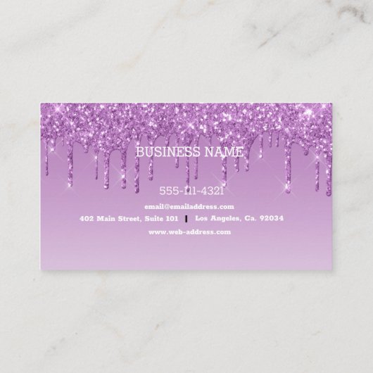 Aangepaste Paarse glitter voor uitstrijken Visitekaartje (Achterkant)