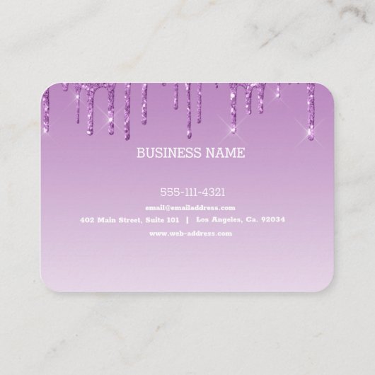 Aangepaste Paarse glitter voor uitstrijken Visitekaartje (Achterkant)