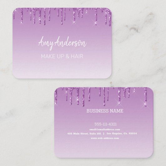 Aangepaste Paarse glitter voor uitstrijken Visitekaartje (Voorkant / Achterkant)