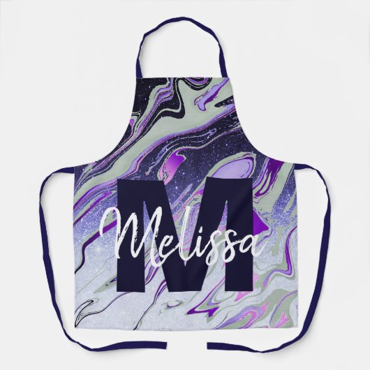 Aangepaste Paarse glittermarmer Schort (Voorkant)