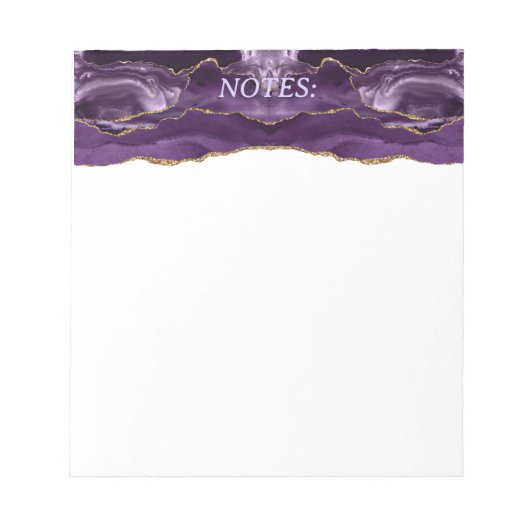 Aangepaste Paarse & Gold Agate Note Pad Notitieblok (Voorkant)