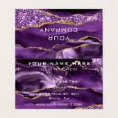 Aangepaste Paarse Gouden Glitter Business Card Tem Visitekaartje (Buitenkant ongevouwen)
