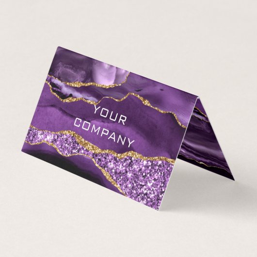 Aangepaste Paarse Gouden Glitter Business Card Tem Visitekaartje (Achterkant)