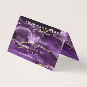 Aangepaste Paarse Gouden Glitter Business Card Tem Visitekaartje