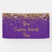 Aangepaste Paarse Gouden Verjaardagsfeest Fotohokj Spandoek (Horizontaal)