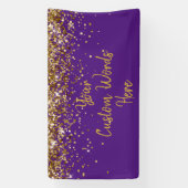 Aangepaste Paarse Gouden Verjaardagsfeest Fotohokj Spandoek (Verticaal)