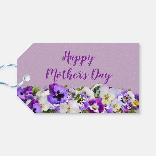 Aangepaste Paarse Happy Moederdag Cadeaulabel (Achterkant Horizontaal)