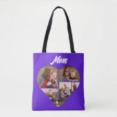 Aangepaste Paarse hartvormige familie fotocollage Tote Bag (Voorkant)