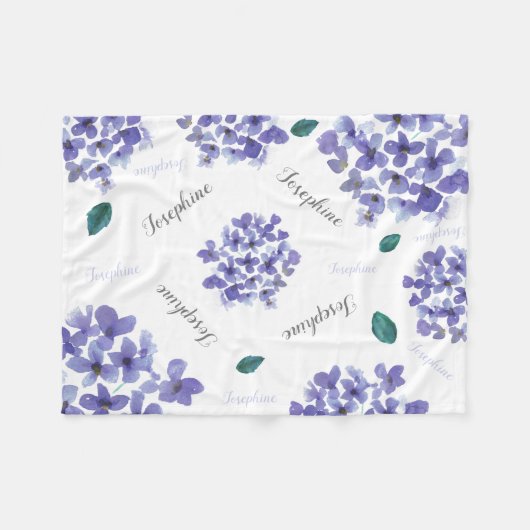 Aangepaste Paarse hydrangea waterverf Baby Fleece Deken (Voorkant (Horizontaal))