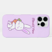Aangepaste paarse Kawaii Bunny met wortel iPhone Hoesje (Achterkant horizontaal)