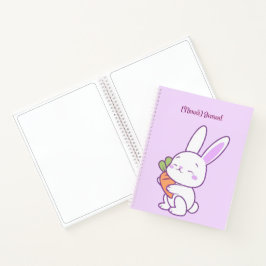 Aangepaste paarse kawaii konijn met wortel notitie notitieboek