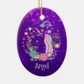 Aangepaste Paarse kerst-unicorn Keramisch Ornament (Achterkant)