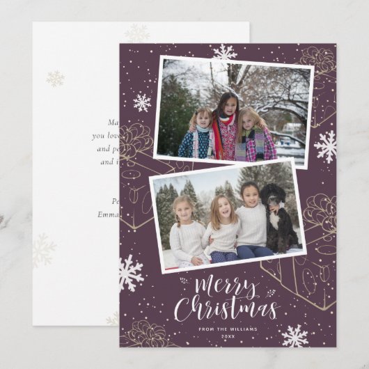 Aangepaste Paarse kerstcadeautjes voor kerstcadeau Feestdagenkaart (Voorkant / Achterkant)