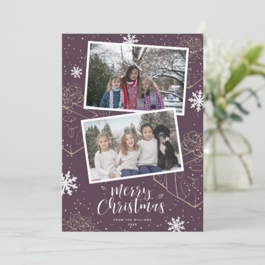 Aangepaste Paarse kerstcadeautjes voor kerstcadeau Feestdagenkaart (Staand voorkant)