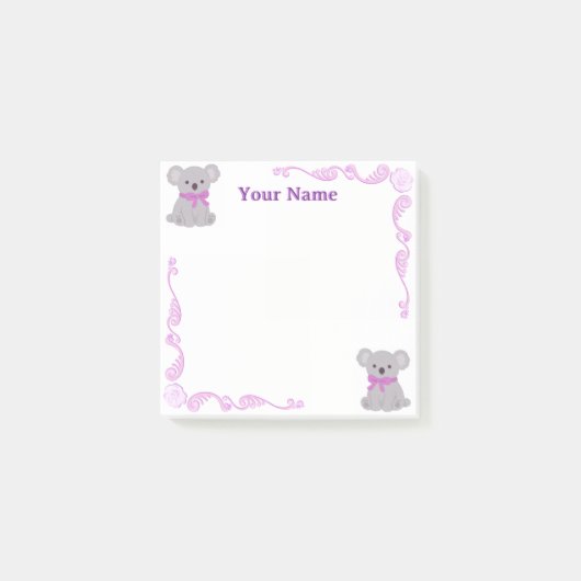 Aangepaste paarse koala filigrein Post-it-notities Post-it® Notes (Voorkant)