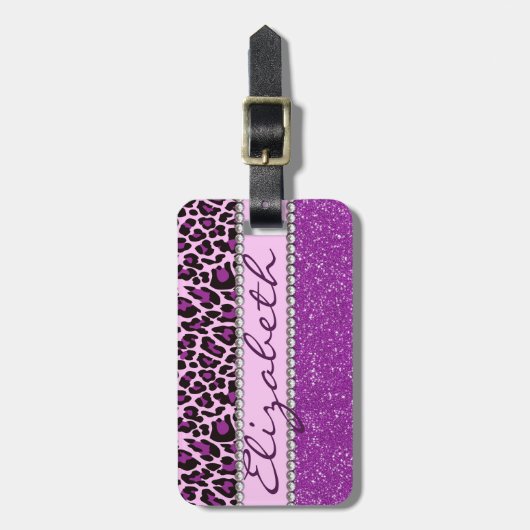 Aangepaste Paarse lade Bagagelabel (Voorkant verticaal)