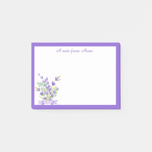 Aangepaste Paarse Lavendel Bloemen Post-it Notes (Voorkant)