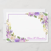 Aangepaste Paarse lavender Waterverf Floral Notitiekaartje (Voorkant)