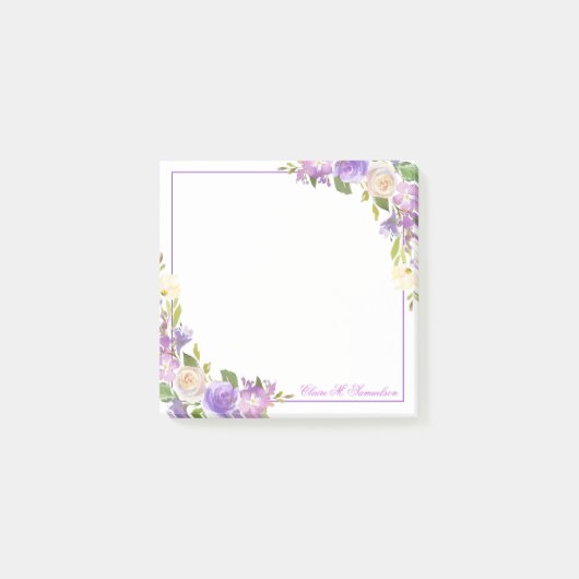 Aangepaste Paarse lavender Waterverf Floral Pos Post-it® Notes (Voorkant)