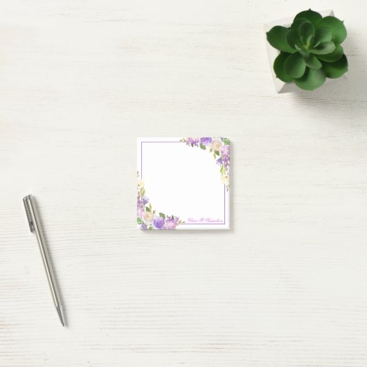 Aangepaste Paarse lavender Waterverf Floral Pos Post-it® Notes (Kantoor)