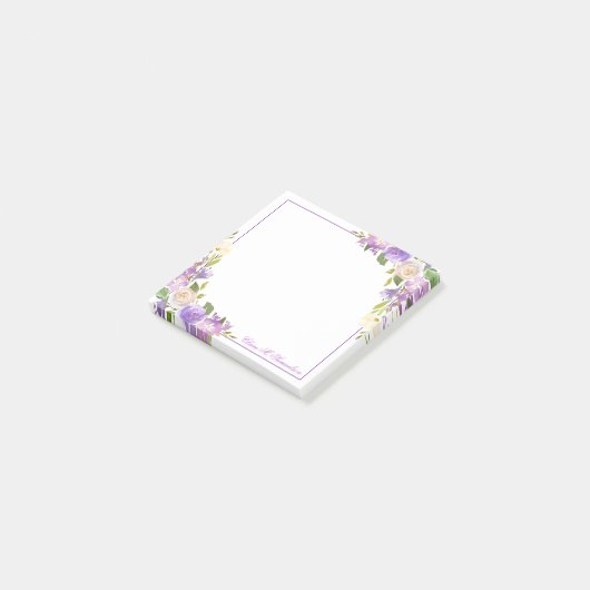 Aangepaste Paarse lavender Waterverf Floral Pos Post-it® Notes (Schuin)