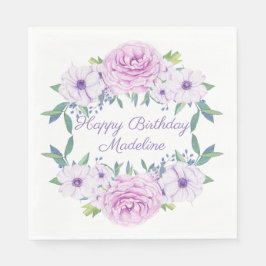 Aangepaste Paarse Lila lavendel Floral White Birth Servet