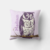 Aangepaste Paarse Limoen Baby Girl Modern Owl Kussen (Achterkant)