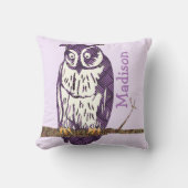Aangepaste Paarse Limoen Baby Girl Modern Owl Kussen (Voorkant)