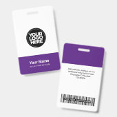 Aangepaste Paarse Logo Naam Titel Bar Code Badge (Voor- en achterkant)