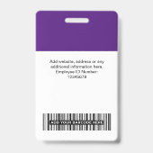 Aangepaste Paarse Logo Naam Titel Bar Code Badge (Achterkant)
