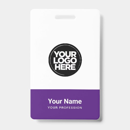 Aangepaste Paarse Logo Naam Titel Bar Code Badge (Voorkant)