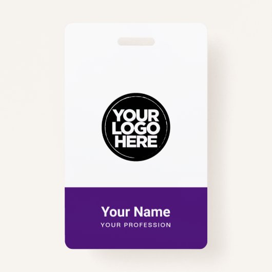 Aangepaste Paarse Logo Naam Titel Bar Code Badge (Voorkant)