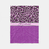Aangepaste Paarse luipaard Afdrukglitter Fleece Deken (Voorkant)