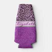 Aangepaste Paarse luipaard Afdrukglitter Flesjeskoeler (Voorkant)