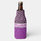 Aangepaste Paarse luipaard Afdrukglitter Flesjeskoeler (Fles Voorkant)