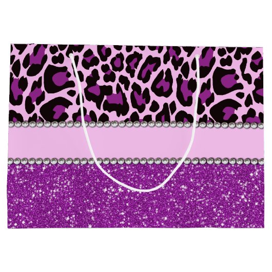 Aangepaste Paarse luipaard Afdrukglitter Groot Cadeauzakje (Achterkant)