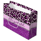 Aangepaste Paarse luipaard Afdrukglitter Groot Cadeauzakje (Voorkant Gekanteld)