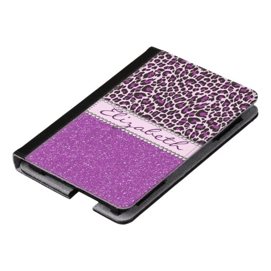 Aangepaste Paarse luipaard Afdrukglitter Kindle Case (Schuin)