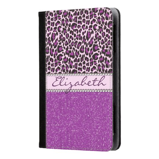 Aangepaste Paarse luipaard Afdrukglitter Kindle Case (Voorkant)