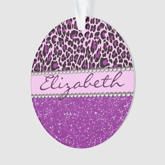 Aangepaste Paarse luipaard Afdrukglitter Ornament (voorkant)