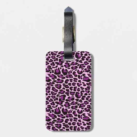 Aangepaste Paarse luipaard en glitter Bagagelabel (Achterkant verticaal)