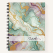 Aangepaste Paarse Mauve Roze Groen Goud Marmeren P Notitieboek (Voorkant)