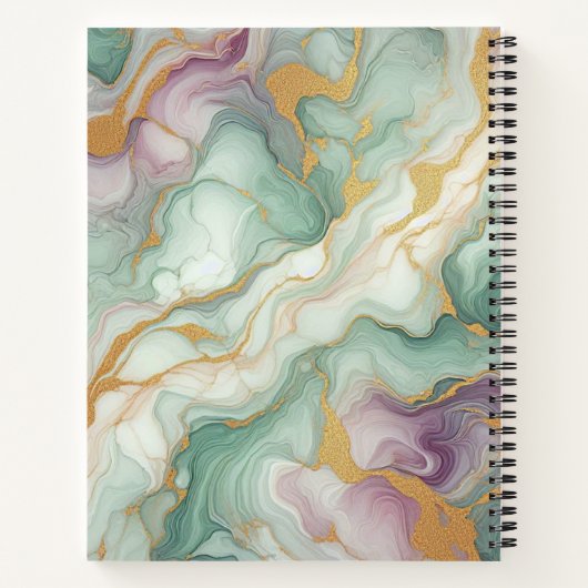 Aangepaste Paarse Mauve Roze Groen Goud Marmeren P Notitieboek (Achterkant)