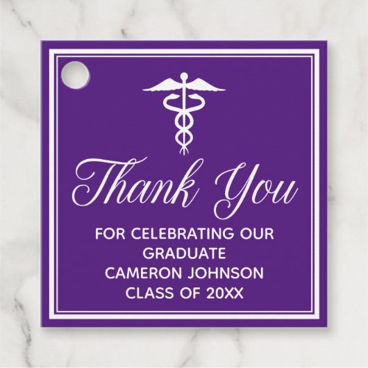 Aangepaste Paarse medische school afstudeerfeest Bedankjes Labels (Voorkant)
