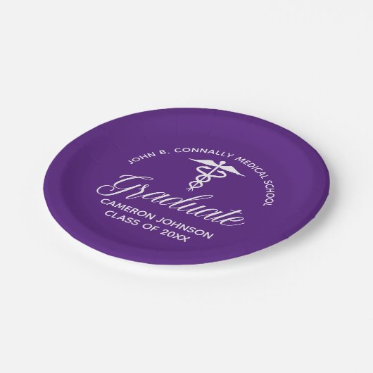 Aangepaste Paarse medische school afstudeerfeest Papieren Bordje (Gekanteld)