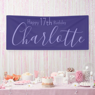 Aangepaste Paarse Modern Chic Happy 17th Birthday Spandoek